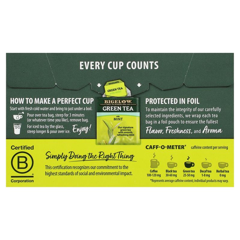 Bigelow Green Tea with Mint Tea Bags, 20 count, .91 oz
