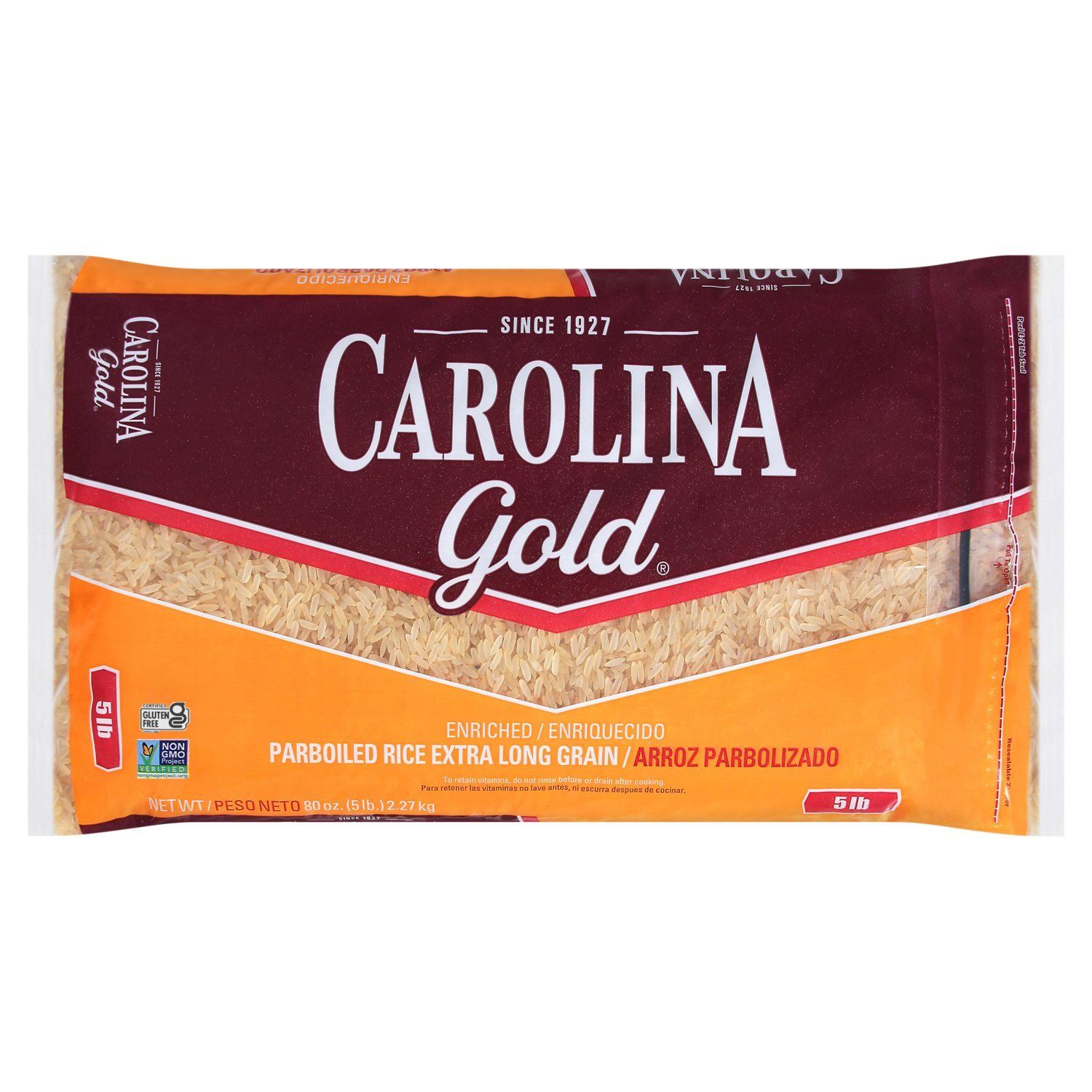 Carolina Gold Enriched Extra Long Grain Parboiled Rice, 80 oz