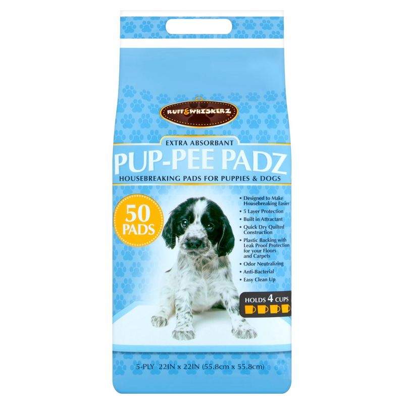 Ruff &amp; Whiskerz Pup-Pee Padz Extra Absorbant 5-Ply Pads, 50 count