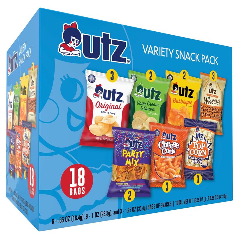 Utz Variety Snack Pack, 18 count, 16.65 oz