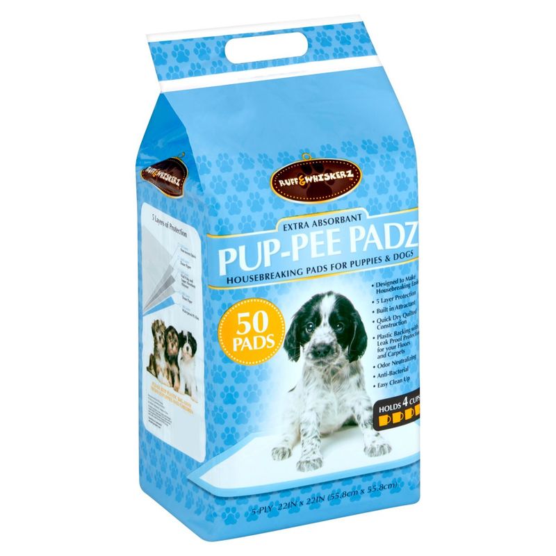 Ruff &amp; Whiskerz Pup-Pee Padz Extra Absorbant 5-Ply Pads, 50 count