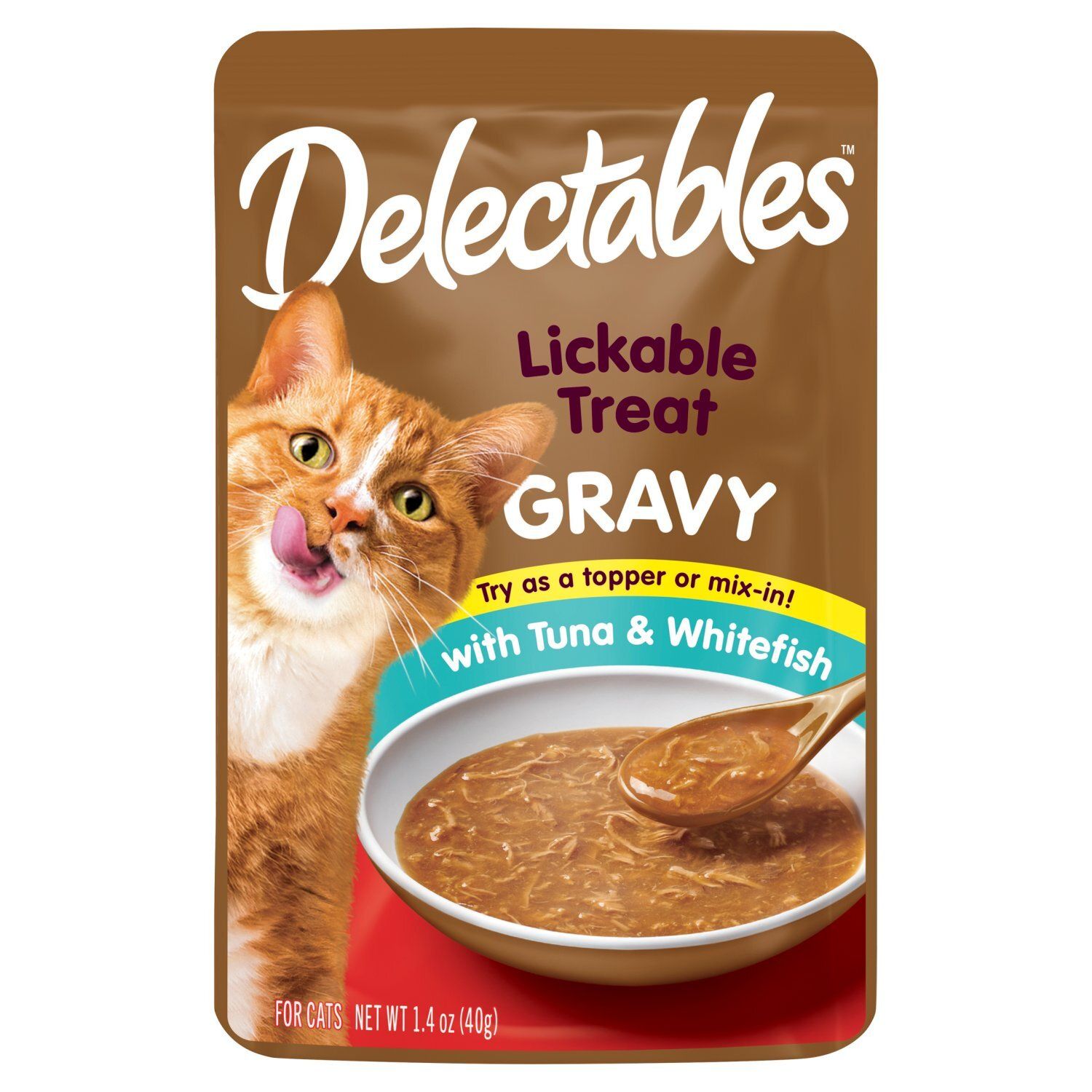 Delectables Lickable Treat Gravy with Tuna &amp; Whitefish For Cats, 1.4 oz