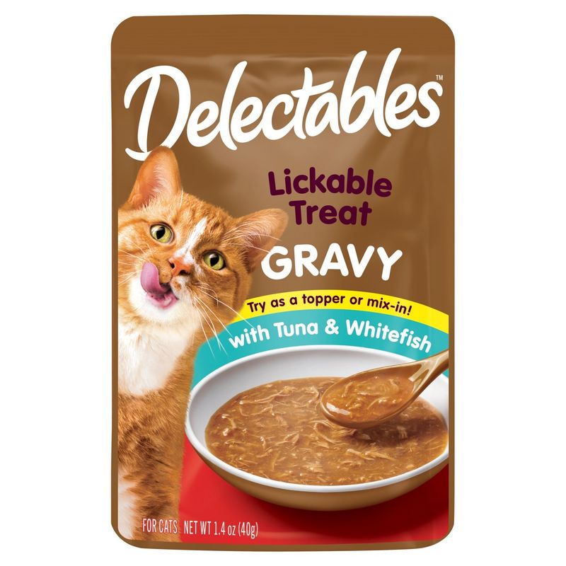 Delectables Lickable Treat Gravy with Tuna &amp; Whitefish For Cats, 1.4 oz