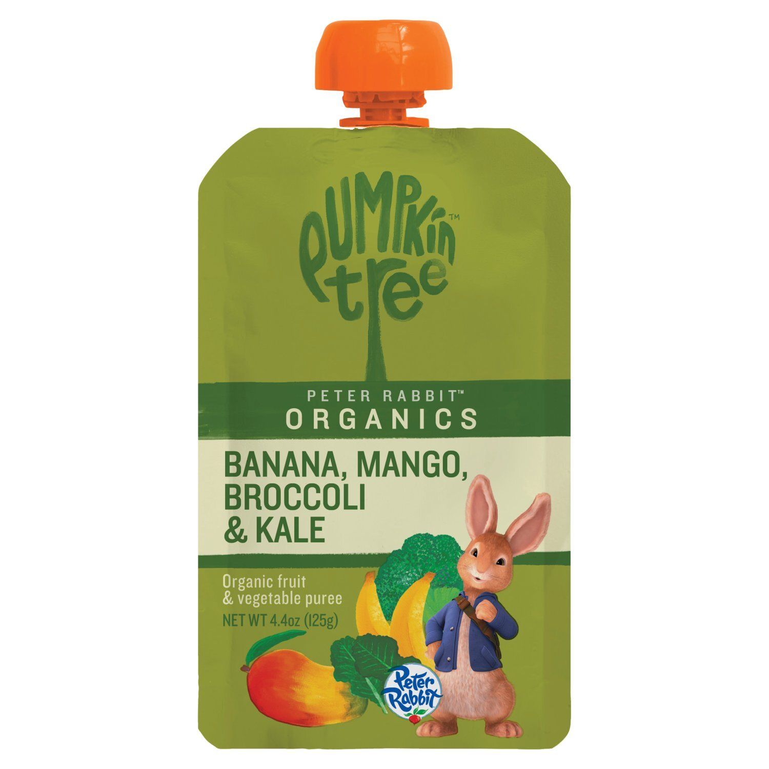 Pumpkin Tree Peter Rabbit Organics Banana, Mango, Broccoli &amp; Kale Fruit &amp; Vegetable Puree, 4.4 oz