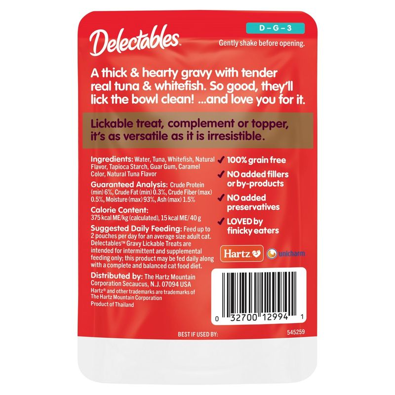 Delectables Lickable Treat Gravy with Tuna &amp; Whitefish For Cats, 1.4 oz