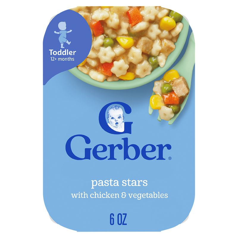 Gerber Pasta Stars with Chicken &amp; Vegetables Baby Food, Toddler, 12+ Months, 6 oz