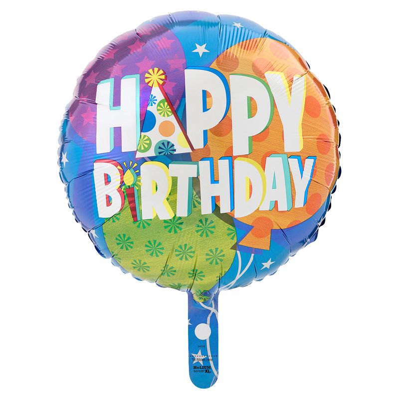 Happy Birthday Standard Round Decorative Balloon, 17 in, 1 count