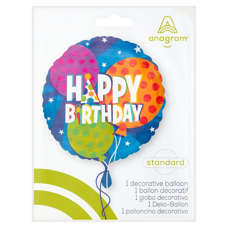 Happy Birthday Standard Round Decorative Balloon, 17 in, 1 count