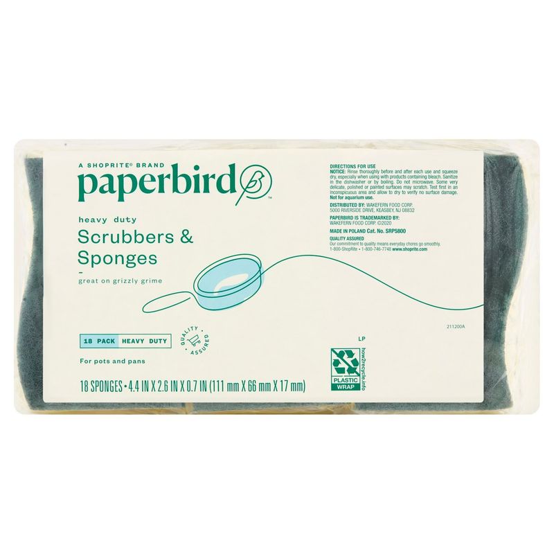 Paperbird Heavy Duty Scrubbers &amp; Sponges, 18 count