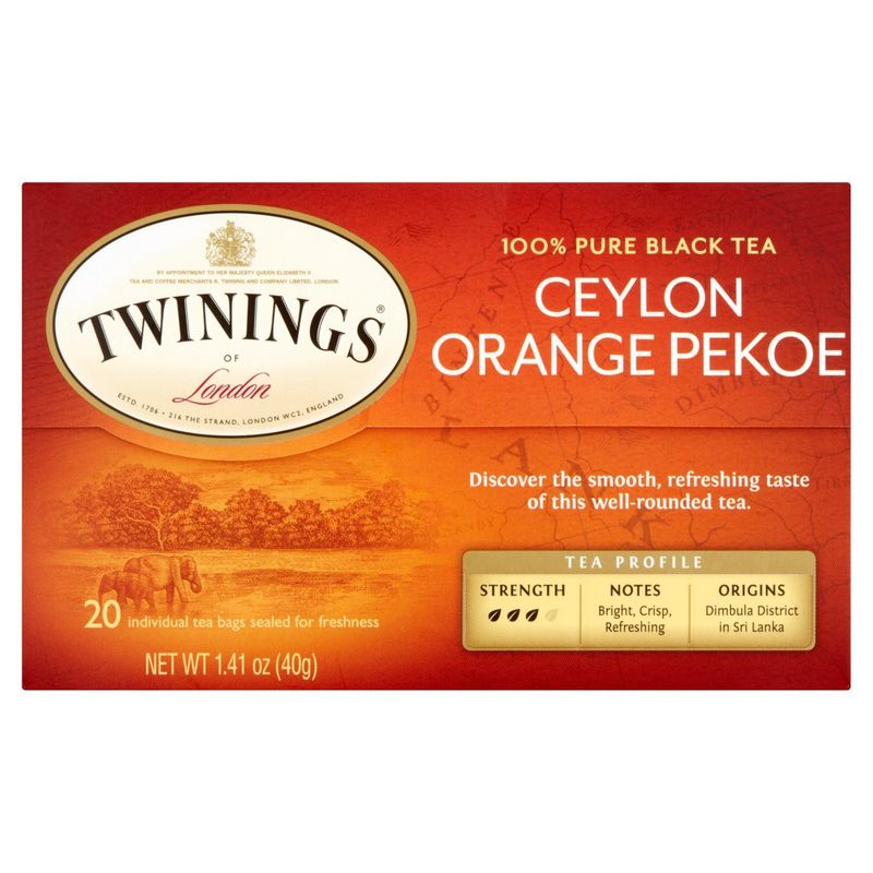 Twinings Ceylon Pure Black Tea Bags, 20 count, 1.41 oz