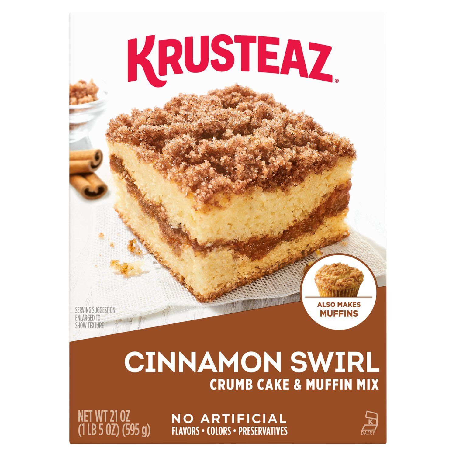 Krusteaz Cinnamon Swirl Crumb Cake &amp; Muffin Mix, 21 oz