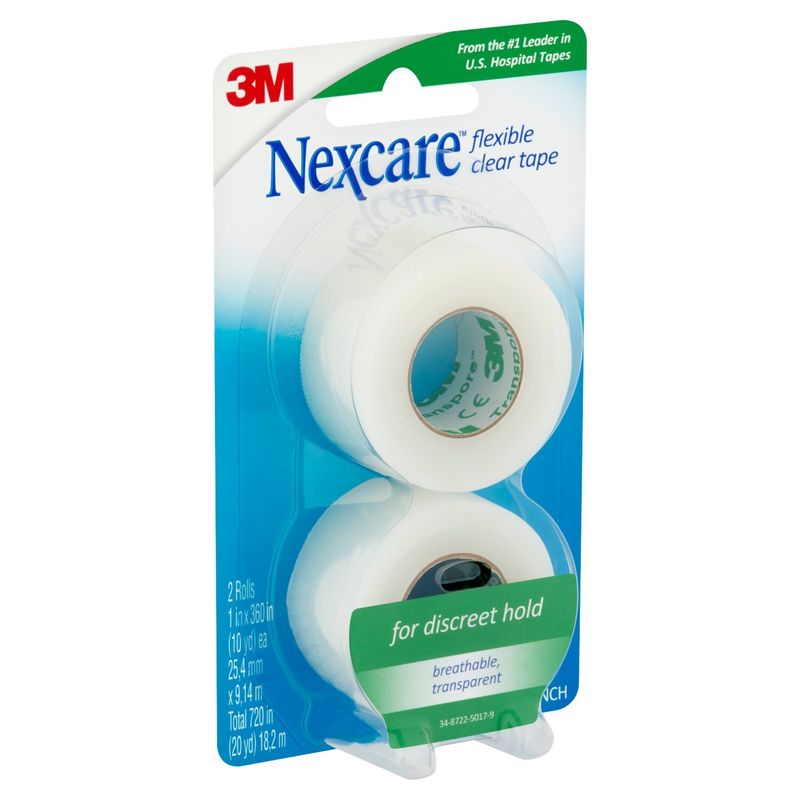 Nexcare 1 Inch Flexible Clear Tape, 2 count