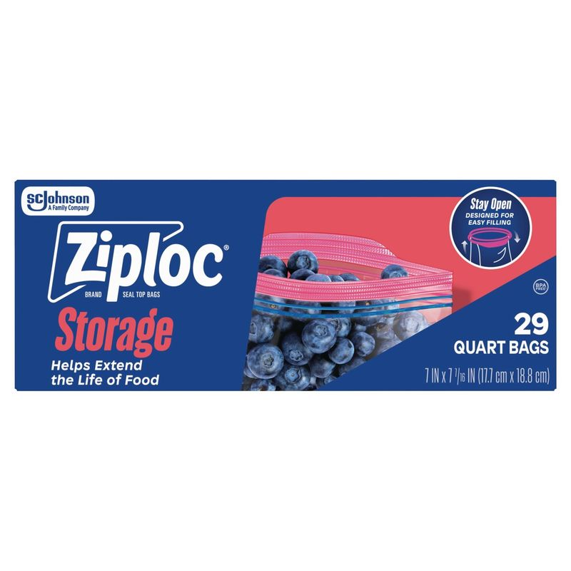 Ziploc Storage Quart Seal Top Bags, 29 count