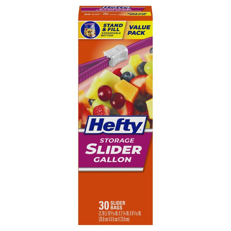 Hefty Storage Gallon Slider Bags Value Pack, 30 count