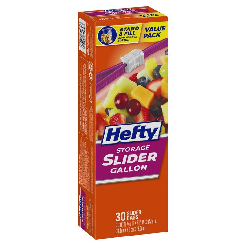 Hefty Storage Gallon Slider Bags Value Pack, 30 count