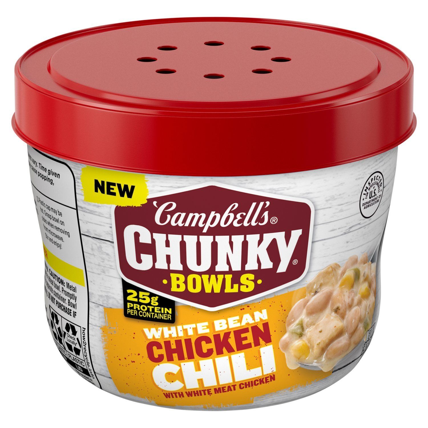 Campbell's Chunky White Bean Chicken Chili Bowls with White Meat Chicken, 15.25 oz