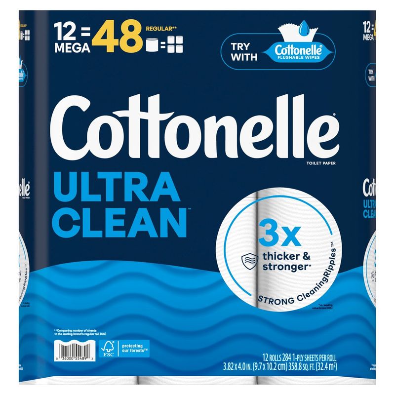 Cottonelle Ultra Clean Toilet Paper, 12 count