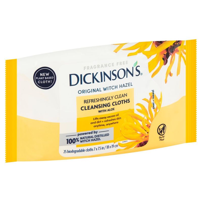 Dickinson's Original Witch Hazel Cleansing Cloths with Aloe, 25 count