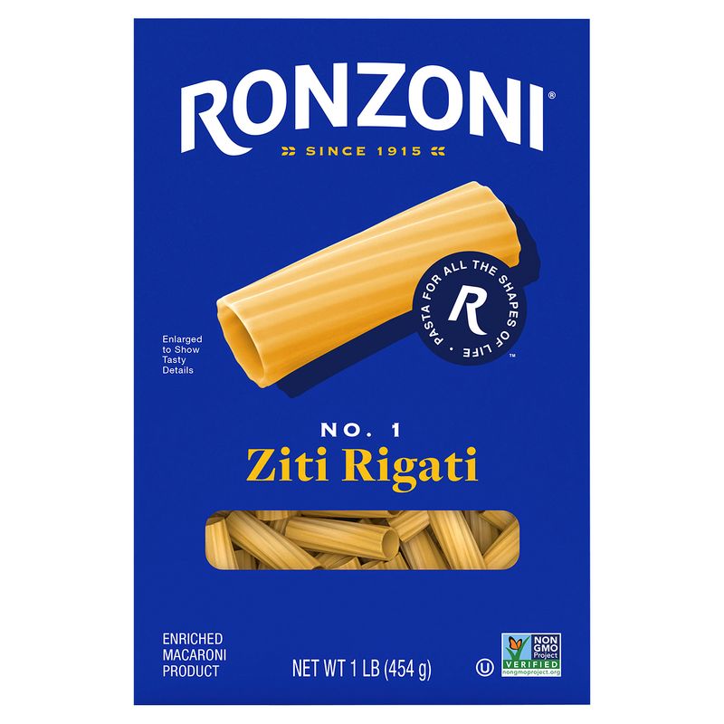 Ronzoni No. 1 Ziti Rigati Pasta, 1 lb
