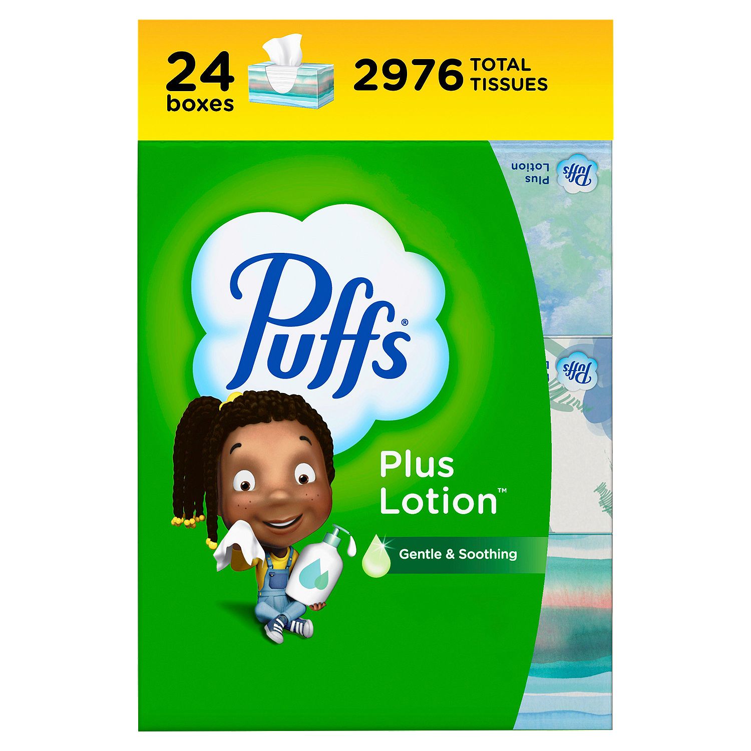 Puffs Plus Lotion Facial Tissues, 124 count, 6 pack