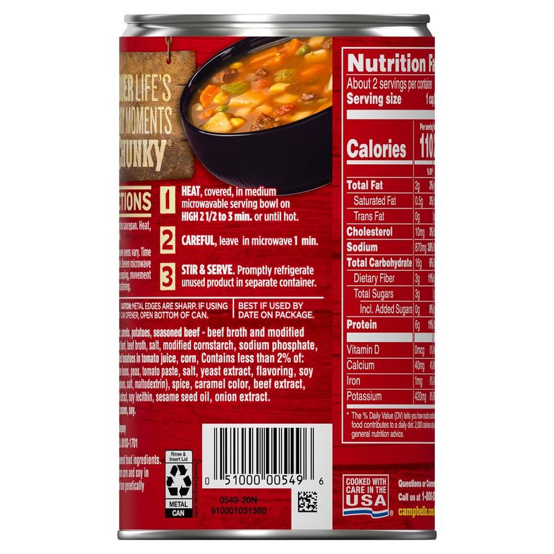 Campbell's Chunky Old Fashioned Vegetable Beef Soup, 18.8 oz