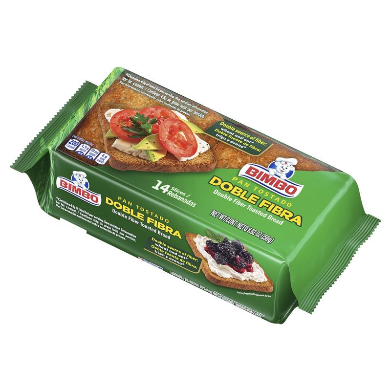 Bimbo Double Fiber Toasted Bread, 14 count, 8.82 oz