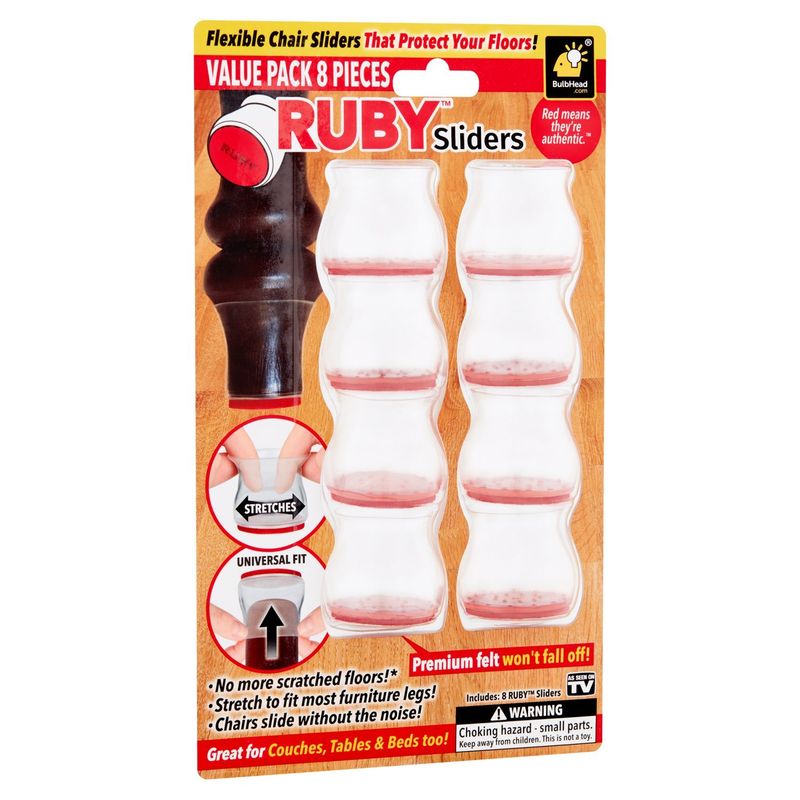 BulbHead Ruby Flexible Chair Sliders Value Pack, 8 count