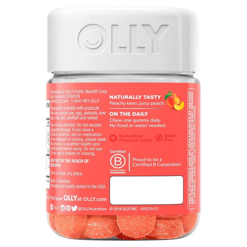 Olly Probiotic + Prebiotic Peachy Peach Dietary Supplements, 30 count