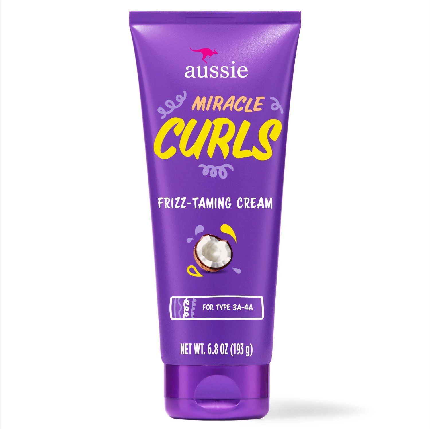 Aussie Miracle Curls Frizz-Taming Cream for Frizz-Free Curly Hair 6.8 fl oz
