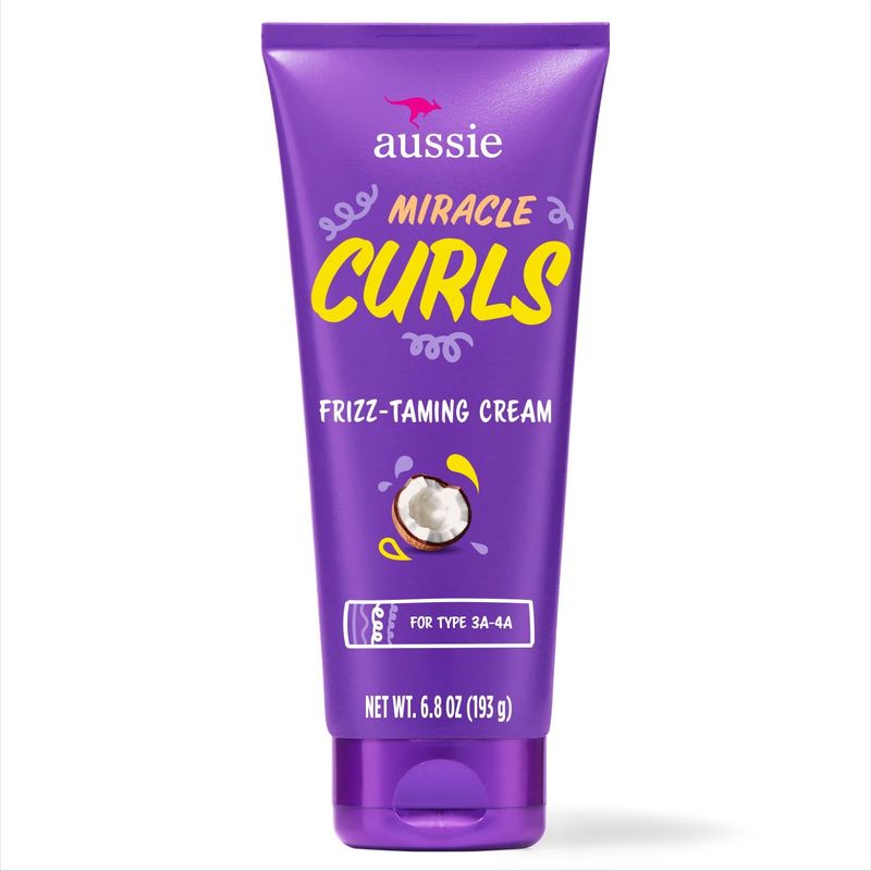 Aussie Miracle Curls Frizz-Taming Cream for Frizz-Free Curly Hair 6.8 fl oz