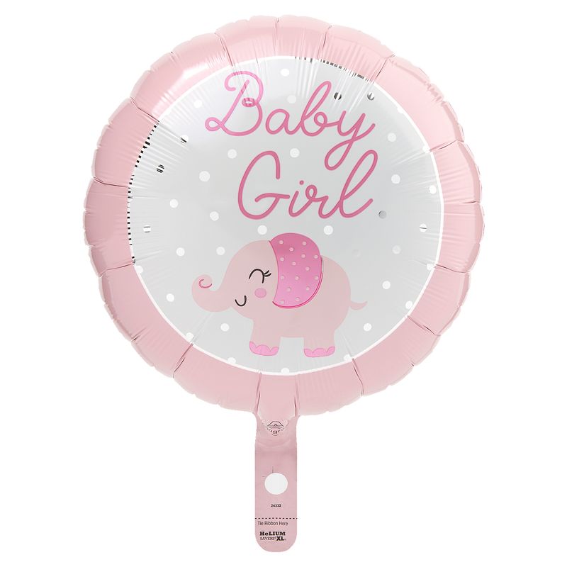 Baby Girl Elephant Standard Round Decorative Balloon, 17 in, 1 count