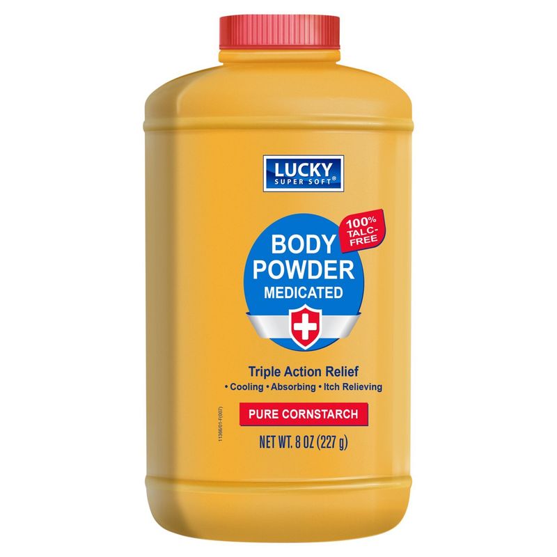 Lucky Super Soft Pure Cornstarch Medicated Body Powder, 8 oz