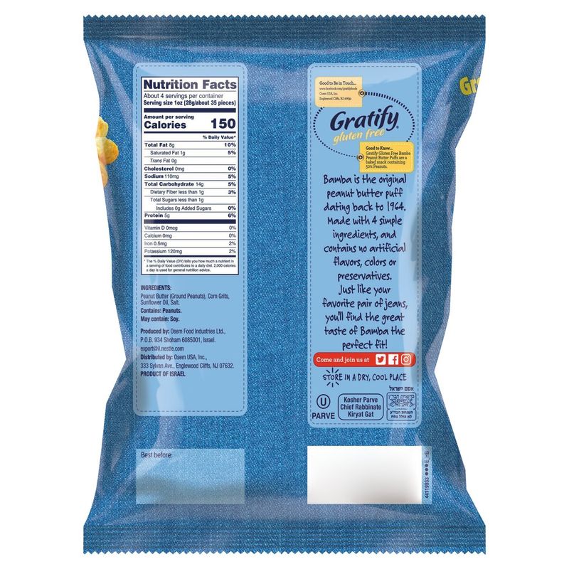 Gratify Bamba Gluten Free Peanut Butter Suns, 4 oz