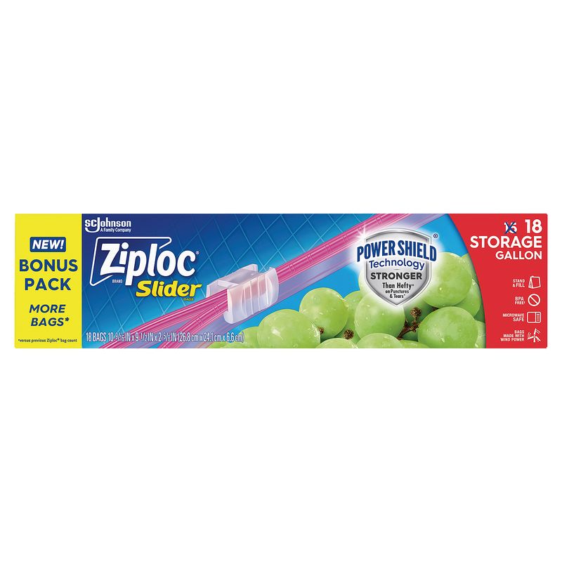 Ziploc Storage Gallon Slider Bags Bonus Pack, 18 count