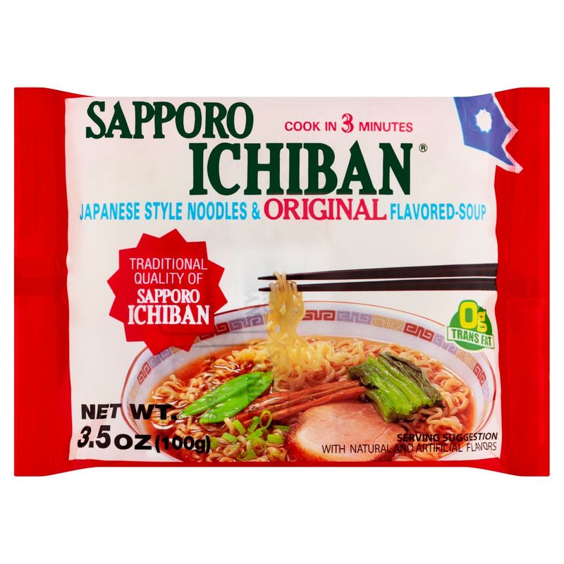Sapporo Ichiban Japanese Style Noodles &amp; Original Flavored-Soup, 3.5 oz