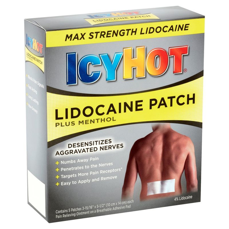 Icy Hot Plus Menthol Max Strength Lidocaine Patch, 5 count