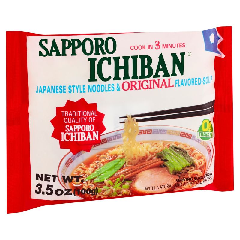 Sapporo Ichiban Japanese Style Noodles &amp; Original Flavored-Soup, 3.5 oz