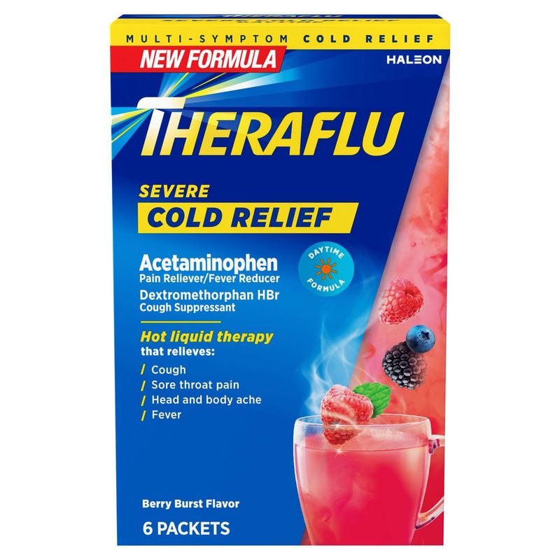 Theraflu Berry Burst Flavor Severe Cold Relief, 6 count