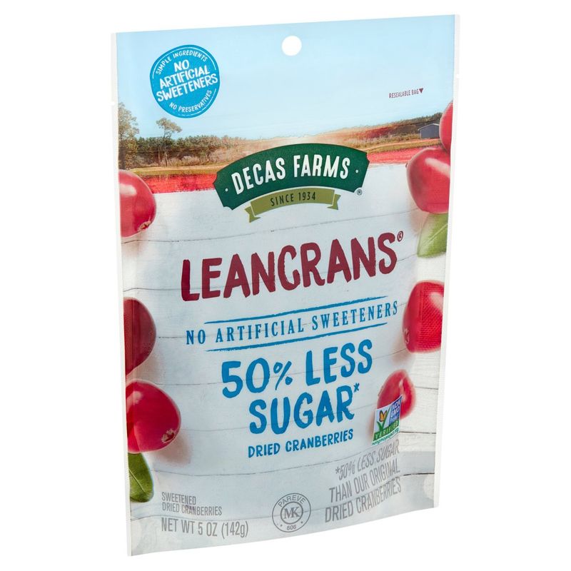 Decas Farms Leancrans Sweetened Dried Cranberries, 5 oz