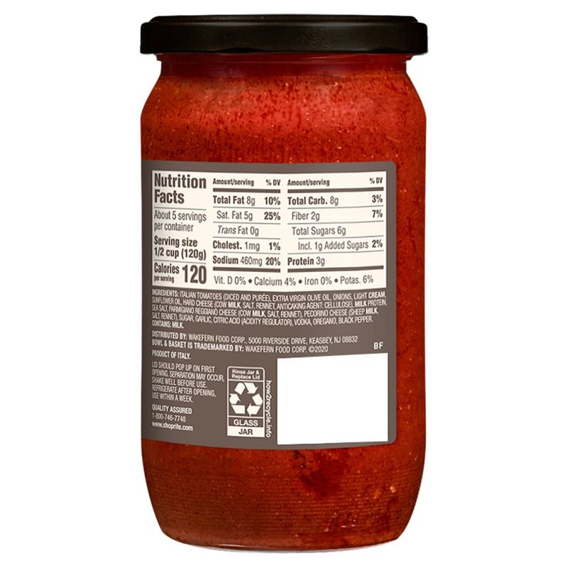 Bowl &amp; Basket Specialty Vodka Sauce, 24 oz