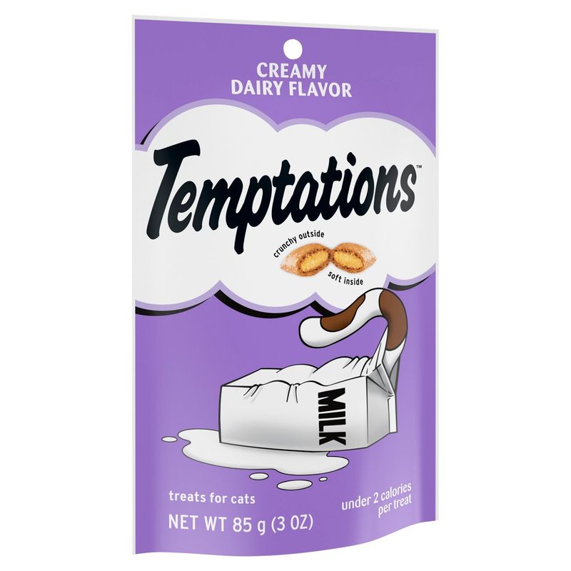 TEMPTATIONS Classic Crunchy and Soft Cat Treats Creamy Dairy Flavor, 3 oz. Pouch