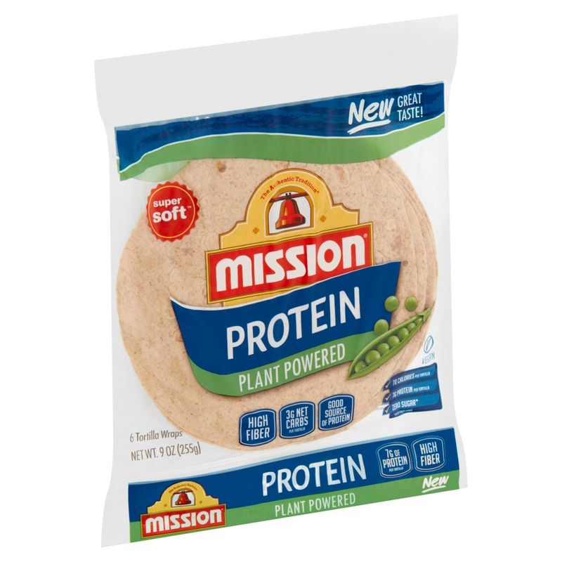 Mission Protein Plant Powered Tortilla Wraps, 6 count, 9 oz