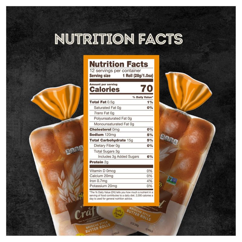 Nature's Own Perfectly Crafted Brioche Style Butter Rolls, 12 count, 12 oz