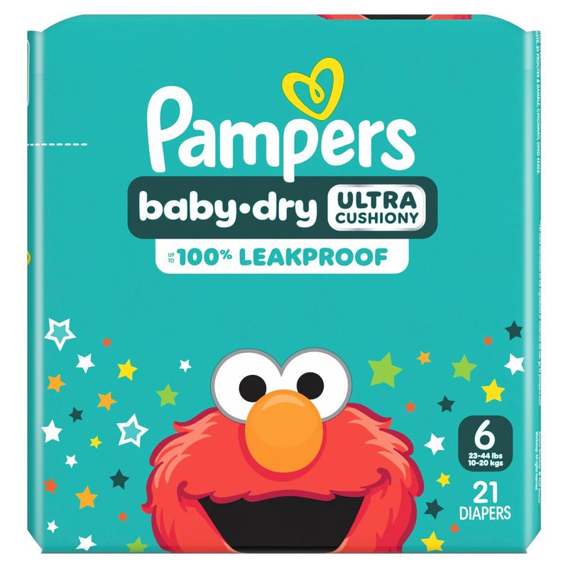 Pampers Baby-Dry Ultra Cushiony Diapers Jumbo Pack, Size 6, 23-44 lbs, 21 count