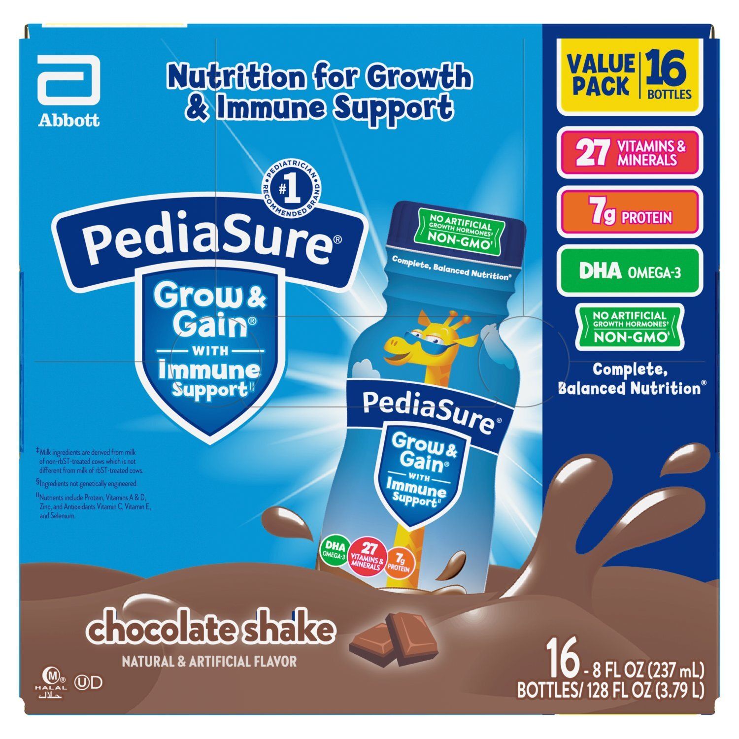PediaSure Grow &amp; Gain Chocolate Shake Value Pack, 8 fl oz, 16 count