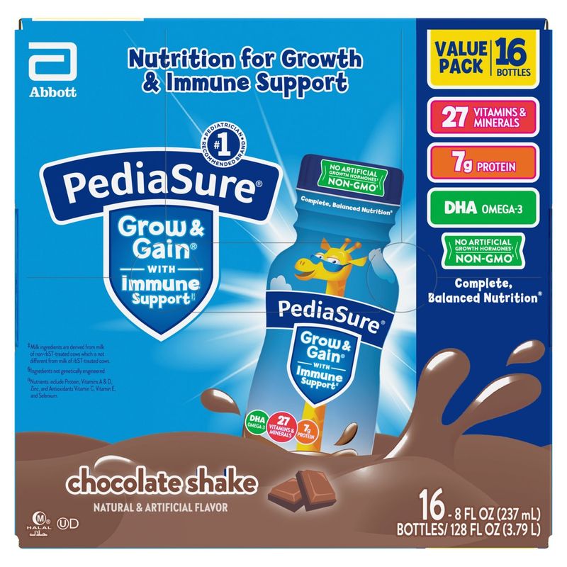 PediaSure Grow &amp; Gain Chocolate Shake Value Pack, 8 fl oz, 16 count