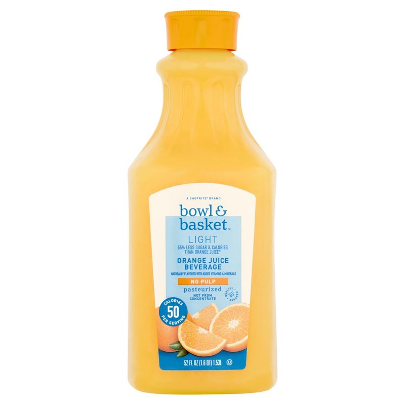 Bowl &amp; Basket No Pulp Light Orange Juice Beverage, 52 fl oz