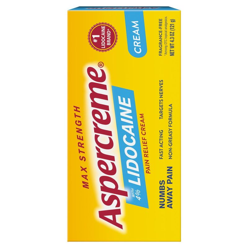 Aspercreme Max Strength with 4% Lidocaine Pain Relief Cream, 4.3 oz