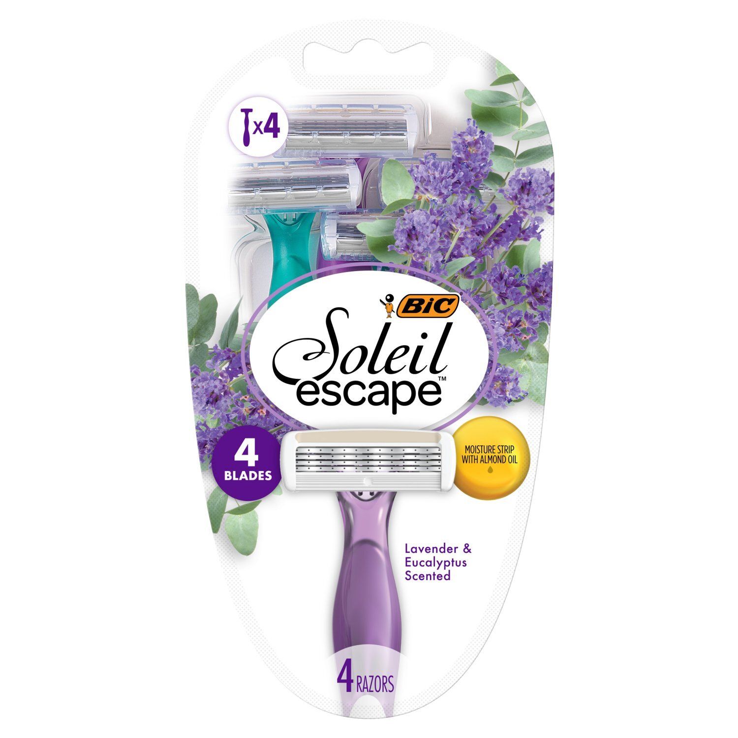BIC Soleil Escape Lavender &amp; Eucalyptus Scented Razors, 4 count