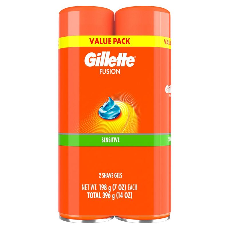 Gillette Fusion Sensitive Shave Gels Value Pack, 7 oz, 2 count